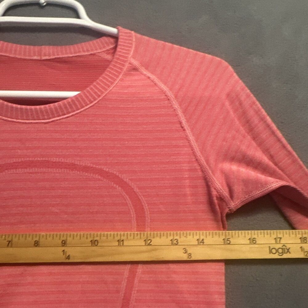 Lululemon Swiftly Tech L/S Rugby Stripe Tonal‎ Heathered Boom Juice Size 6 Pink - Picture 7 of 7